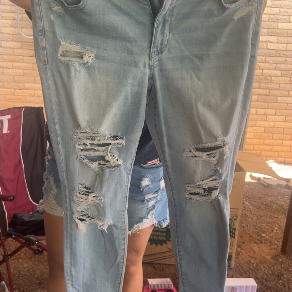 American Eagle Outfitters Blue Boyfriend Jeans Distressed